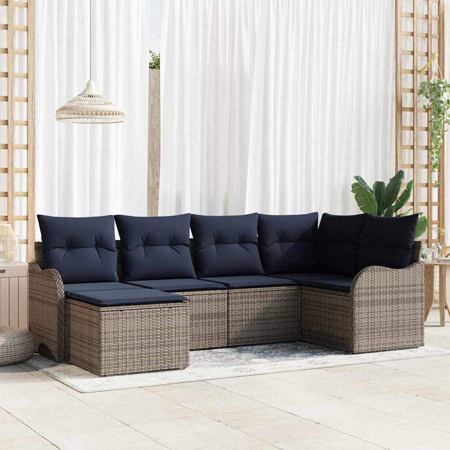 Tuin Sofa Set Grijs poly rattan