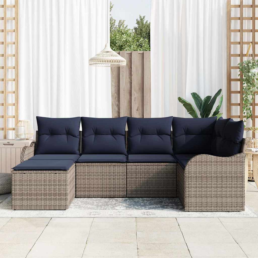 Tuin Sofa Set Grijs poly rattan