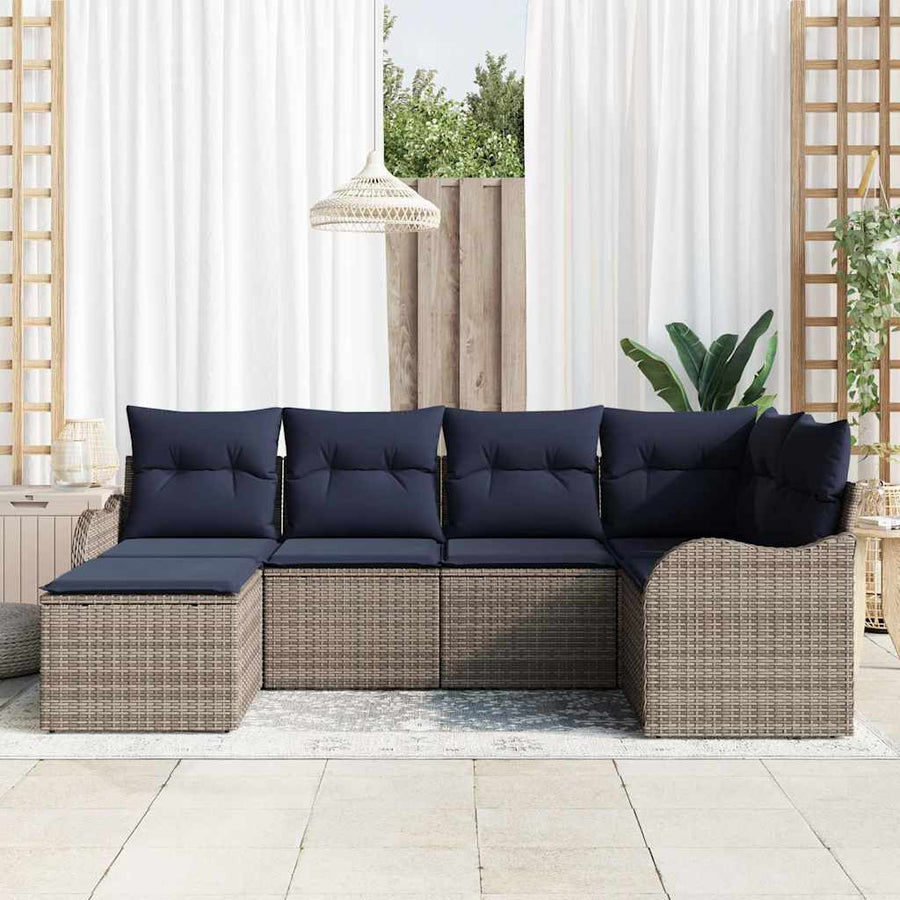 Tuin Sofa Set Grijs poly rattan