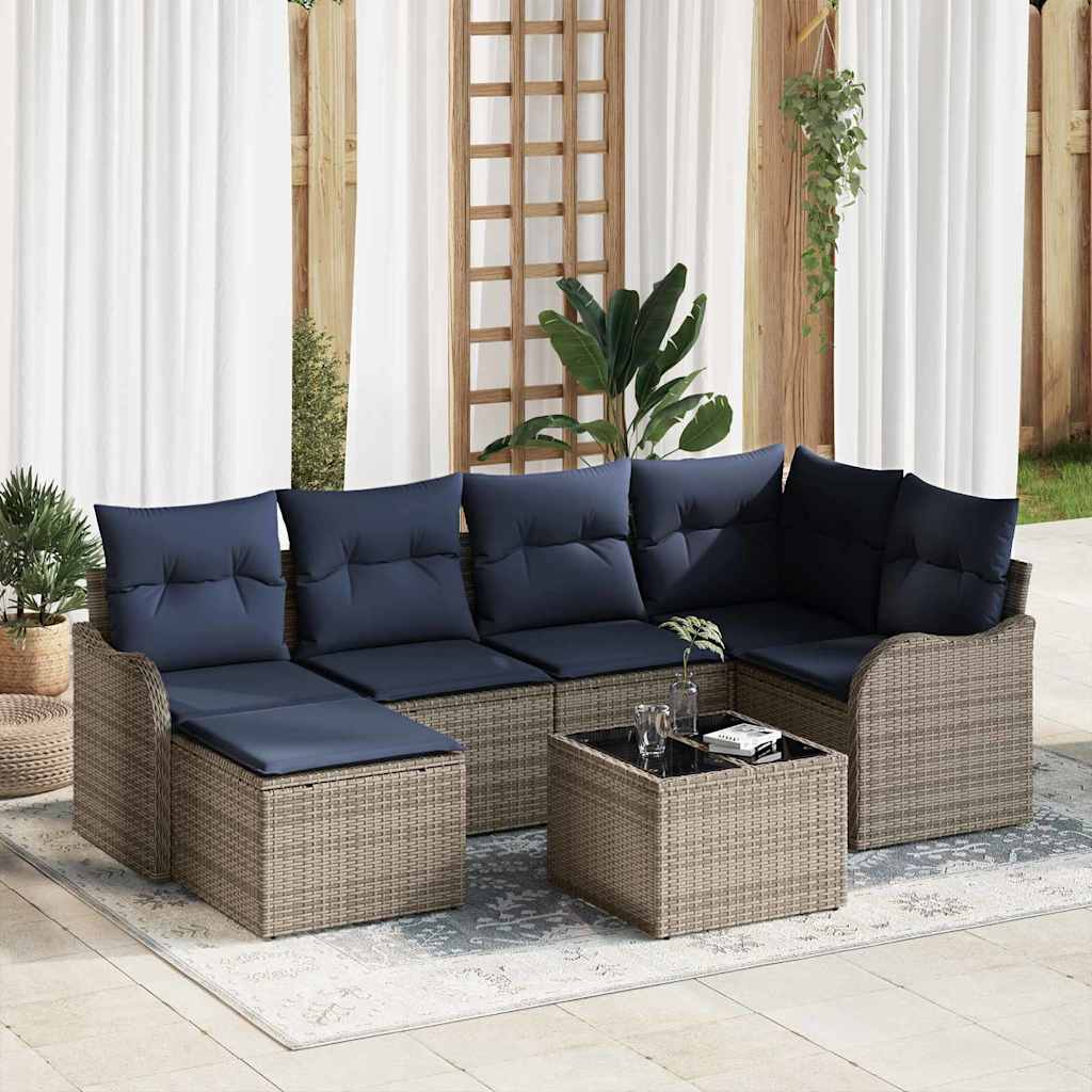 Tuin Sofa Set 7 st Grijs poly rattan