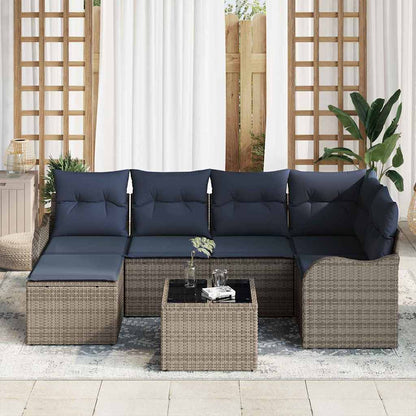 Tuin Sofa Set 7 st Grijs poly rattan