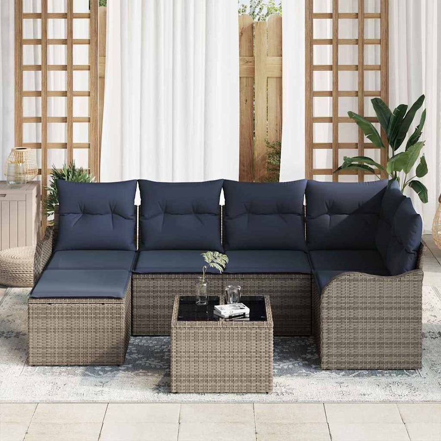Tuin Sofa Set 7 st Grijs poly rattan