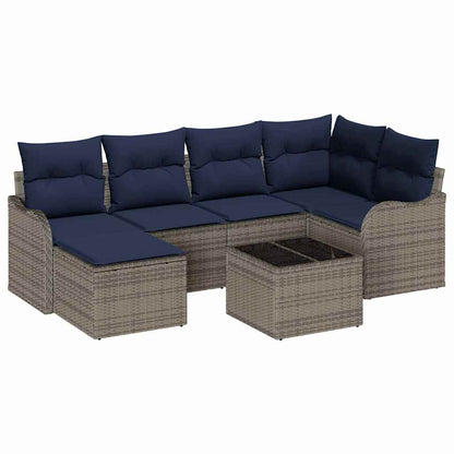 Tuin Sofa Set 7 st Grijs poly rattan