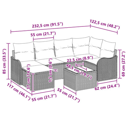 Tuin Sofa Set 7 st Grijs poly rattan