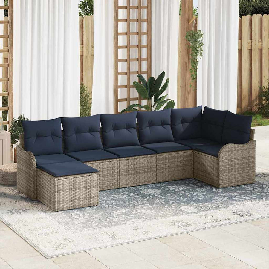 Tuin Sofa Set 7 st Grijs poly rattan