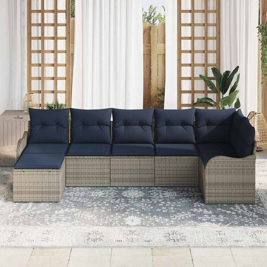 Tuin Sofa Set 7 st Grijs poly rattan