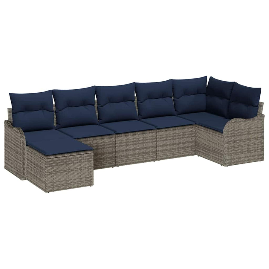 Tuin Sofa Set 7 st Grijs poly rattan
