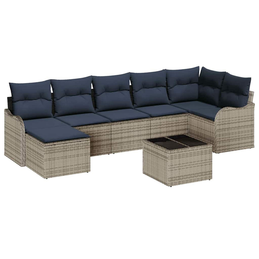 Tuin Sofa Set met kussen 8 pcs Grijs Poly riet