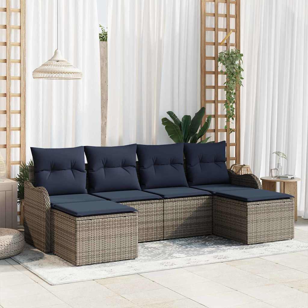 Bankstel 6 st Grijs Polyester