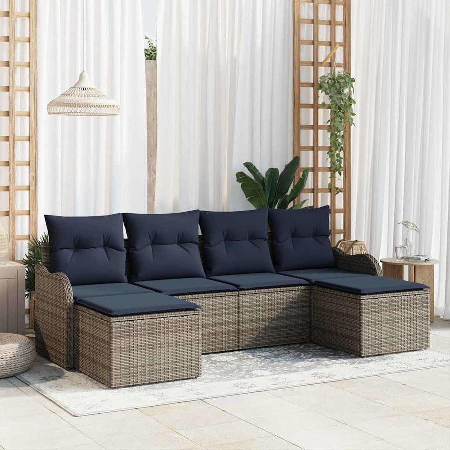 Bankstel 6 st Grijs Polyester