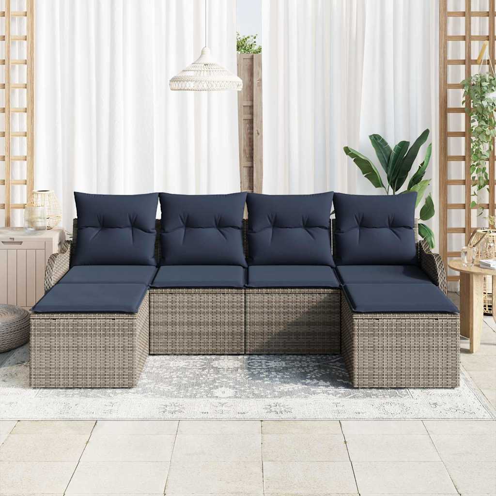 Bankstel 6 st Grijs Polyester