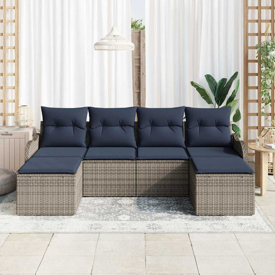 Bankstel 6 st Grijs Polyester