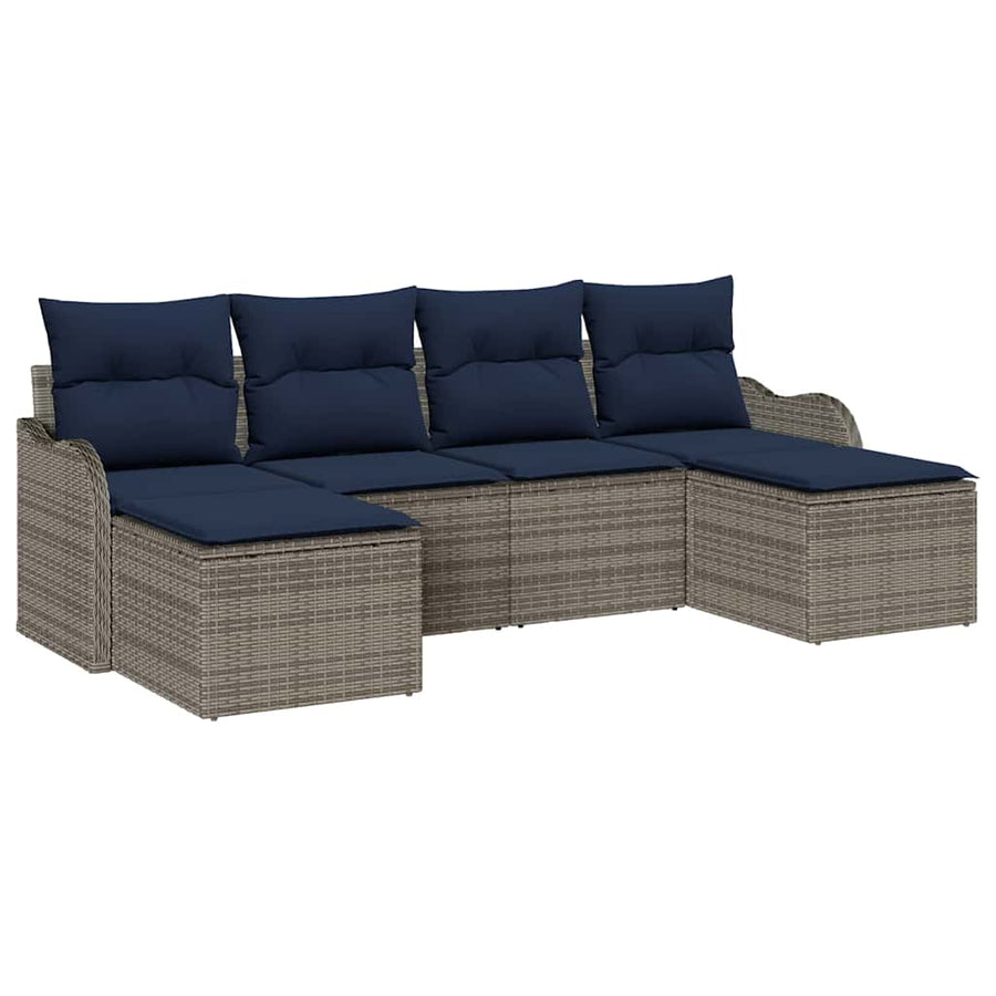 Bankstel 6 st Grijs Polyester
