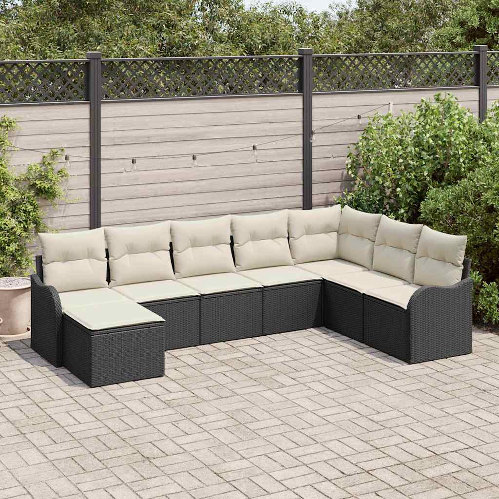 Tuin Sofa Set Zwart poly rattan