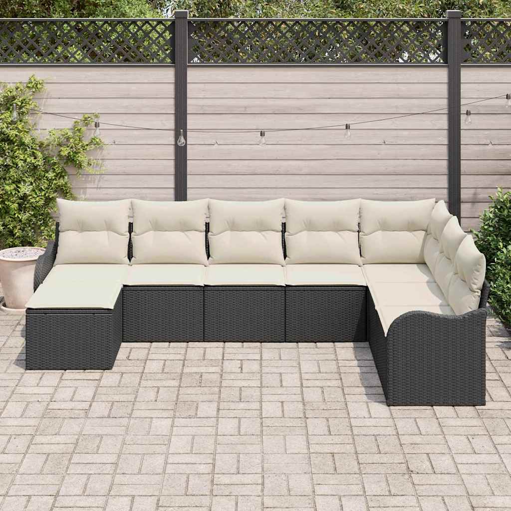 Tuin Sofa Set Zwart poly rattan