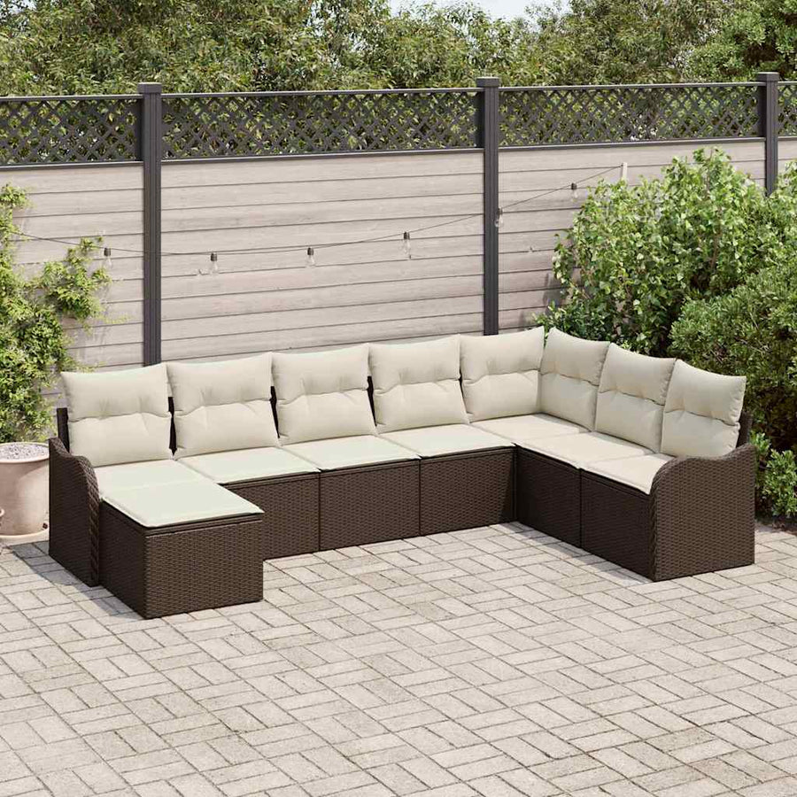Tuin Sofa Set met kussen 8 pcs Bruin Poly riet