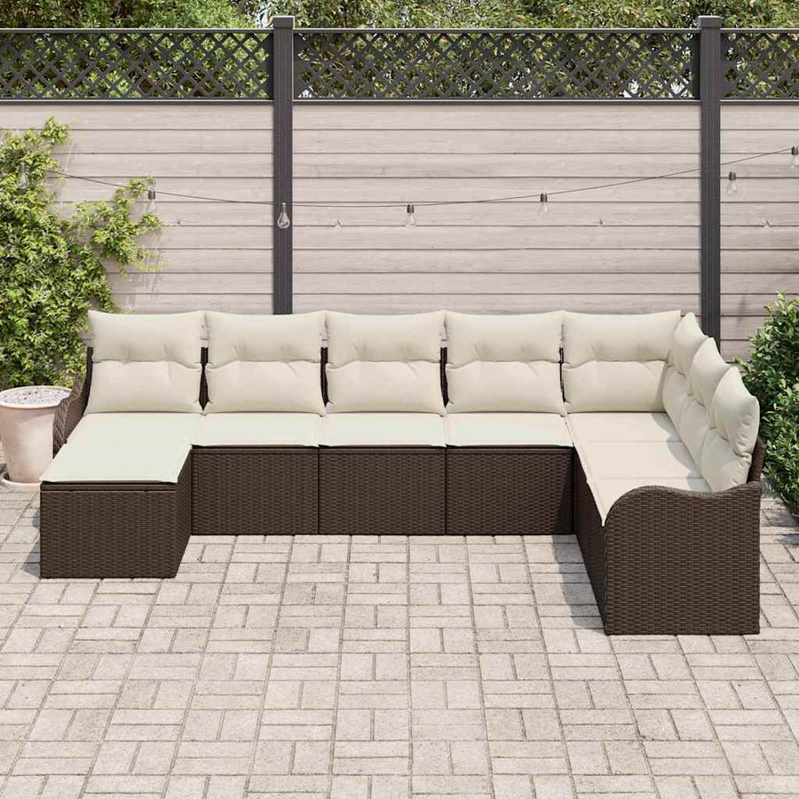Tuin Sofa Set met kussen 8 pcs Bruin Poly riet