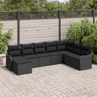 Tuinbankset poly rattan zwart 8 personen