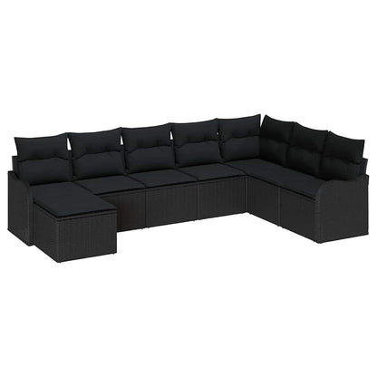 Tuin Sofa Set 8 pcs Zwart poly rattan