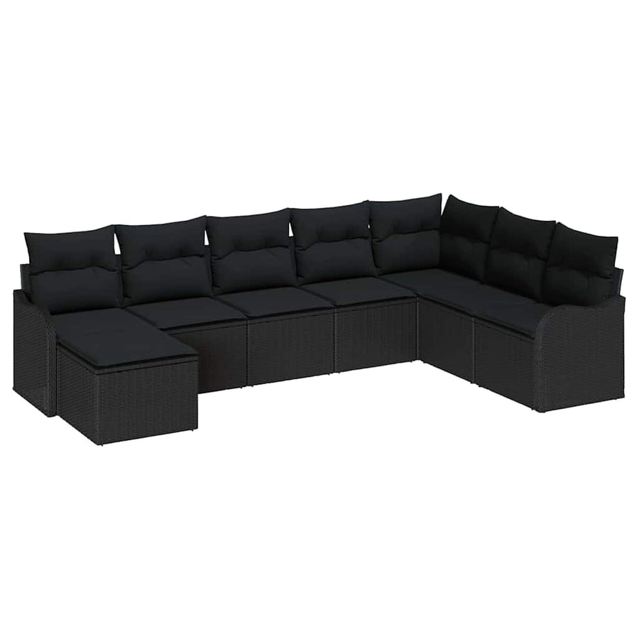 Tuin Sofa Set 8 pcs Zwart poly rattan