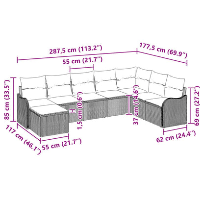 Tuin Sofa Set Grijs poly rattan