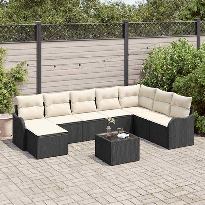 Tuin Sofa Set 9 pcs Zwart poly rattan