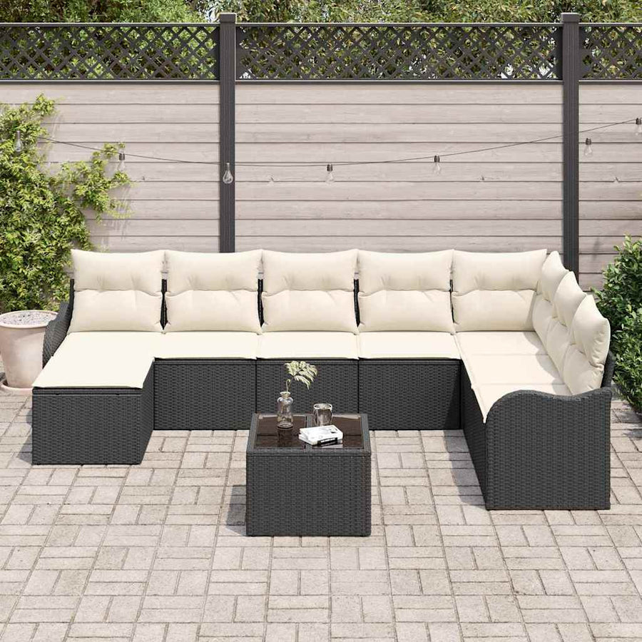 Tuin Sofa Set 9 pcs Zwart poly rattan