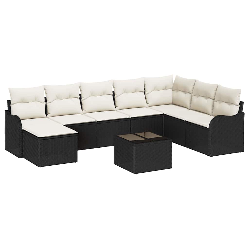 Tuin Sofa Set 9 pcs Zwart poly rattan