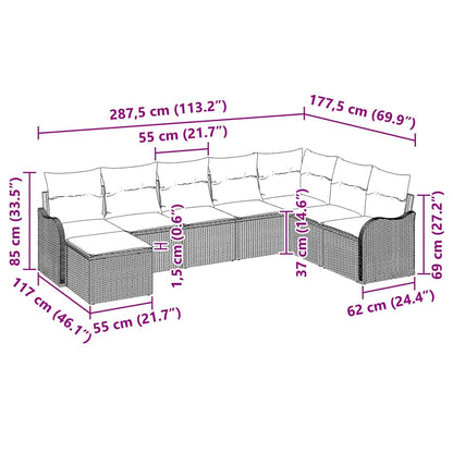 Tuin Sofa Set 9 pcs Zwart poly rattan