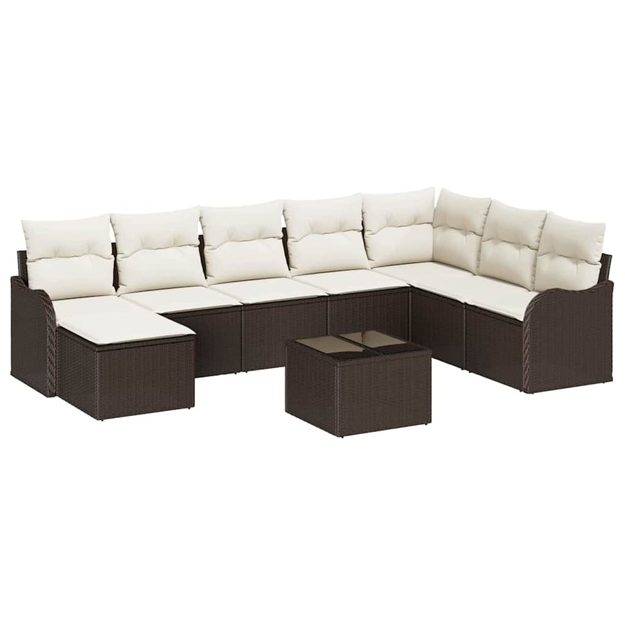 Tuin Sofa Set met kussen 9 pcs Bruin Poly riet