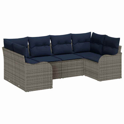 Bankstel 6 st Grijs [Synthetisch]: Poly Rattan