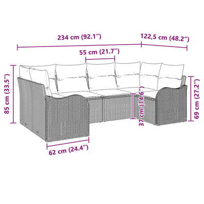 Bankstel 6 st Grijs [Synthetisch]: Poly Rattan
