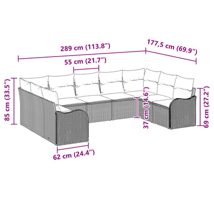 Tuin Sofa Set Grijs poly rattan