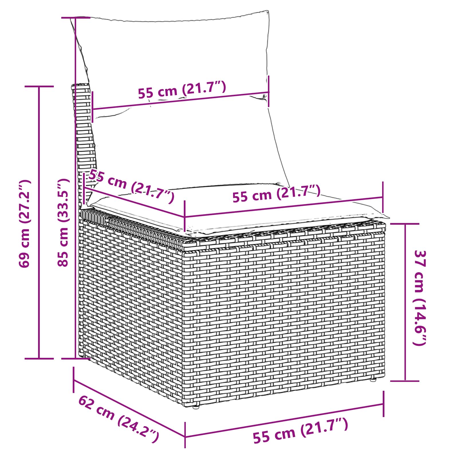 Tuin Sofa Set Grijs poly rattan