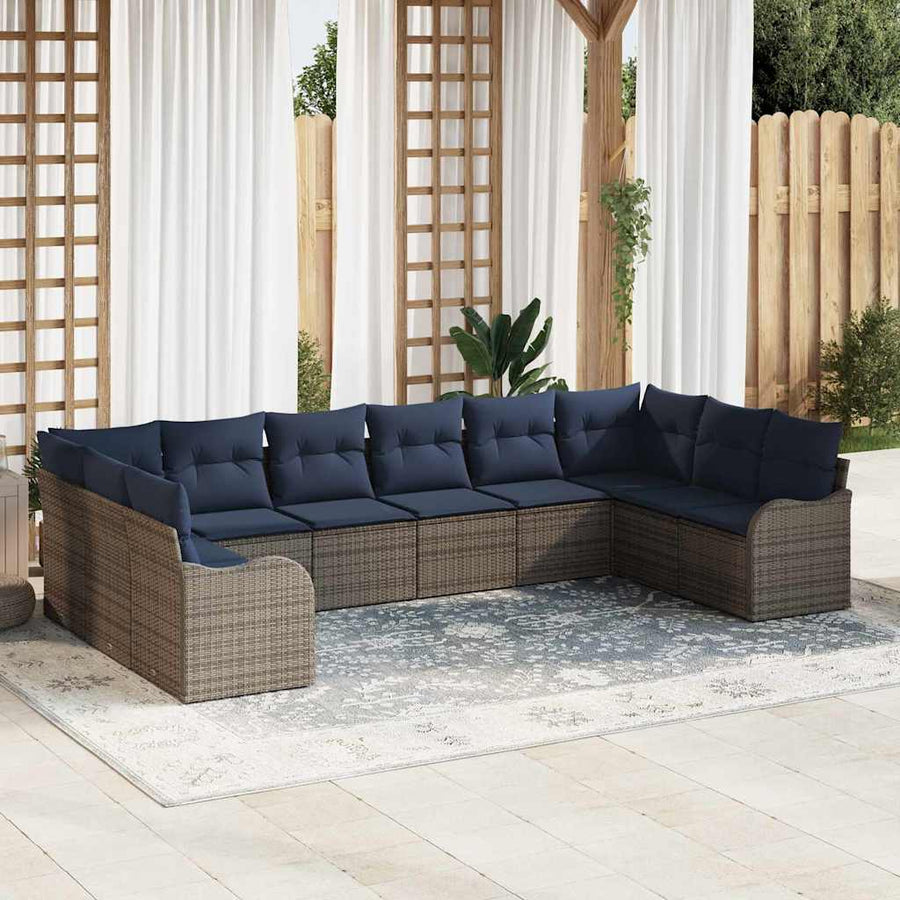 Bankstel 10 st Grijs Polyester