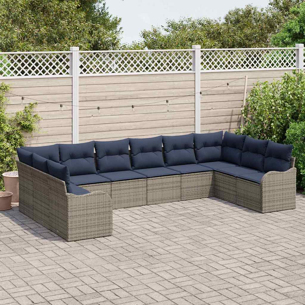 Bankstel 10 st Grijs Polyester