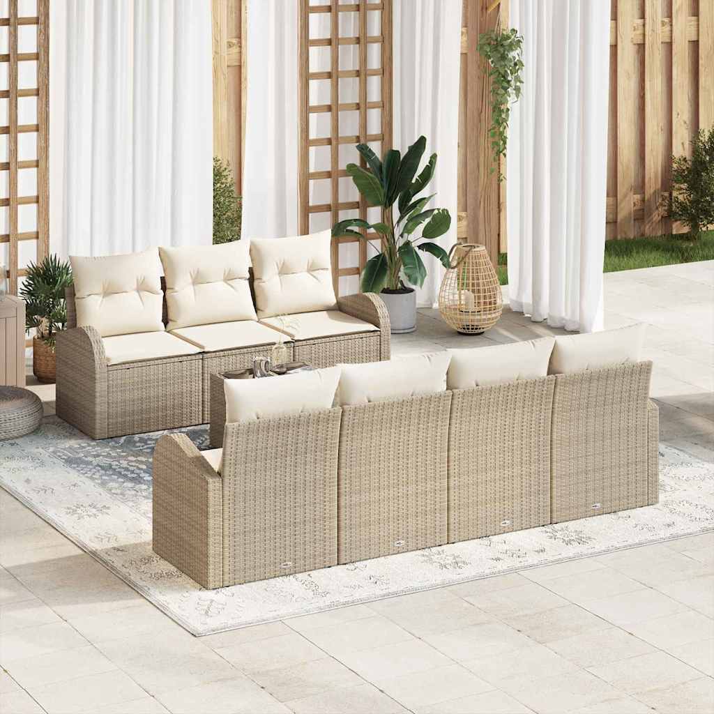 Tuin Sofa Set Beige 55 x 55 x 37 cm poly rattan