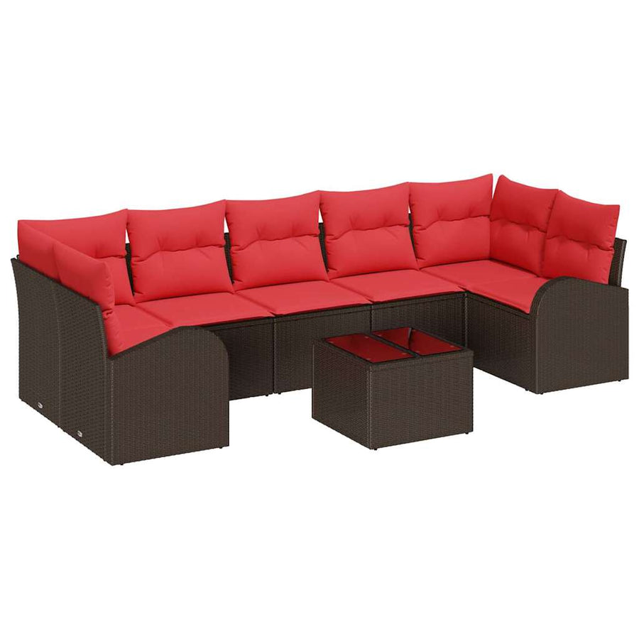 Tuin Sofa Set Bruin en Rood 55 x 55 x 37 cm poly rattan