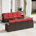 Bankstel 9-delig bruin rood polyester
