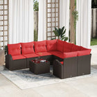 Loungebank set 9-delig bruin rood polyester