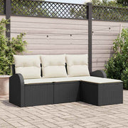 Tuinset poly rattan zwart