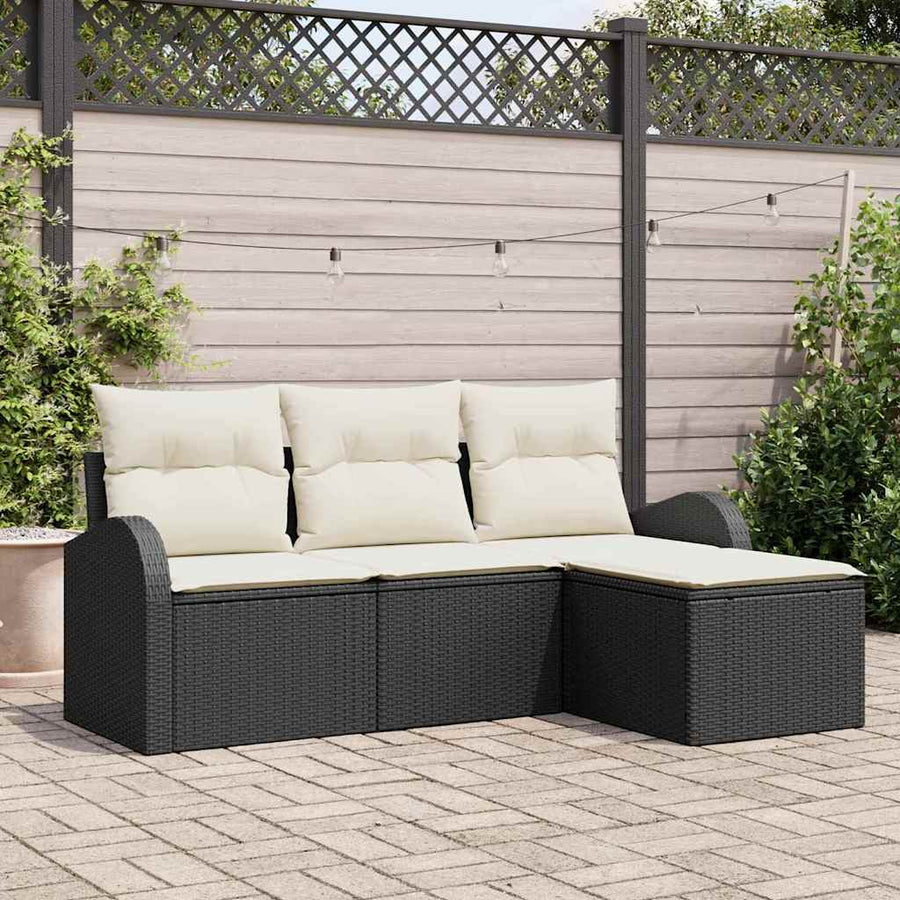 Tuin Sofa Set Zwart poly rattan