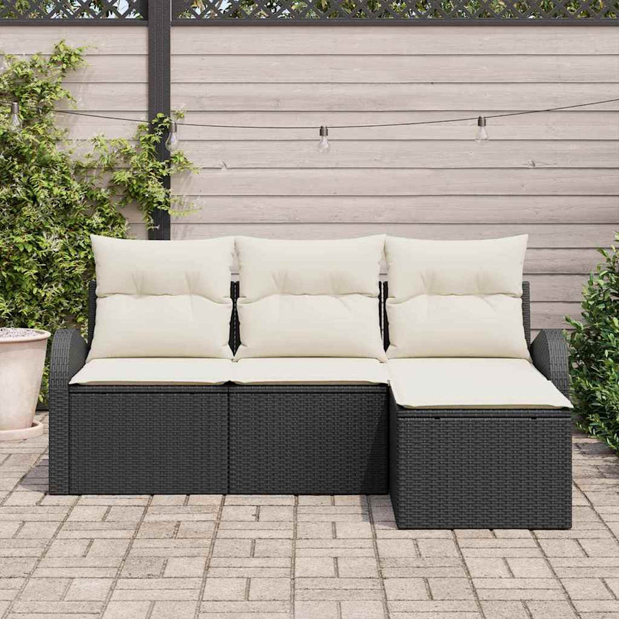 Tuin Sofa Set Zwart poly rattan