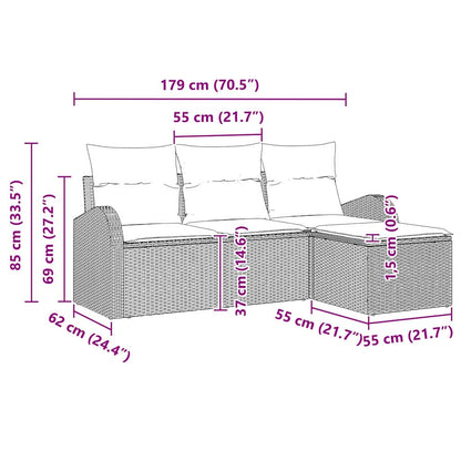Tuin Sofa Set Zwart poly rattan