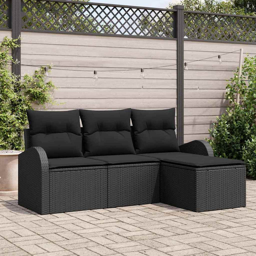 Tuin Sofa Set Zwart poly rattan