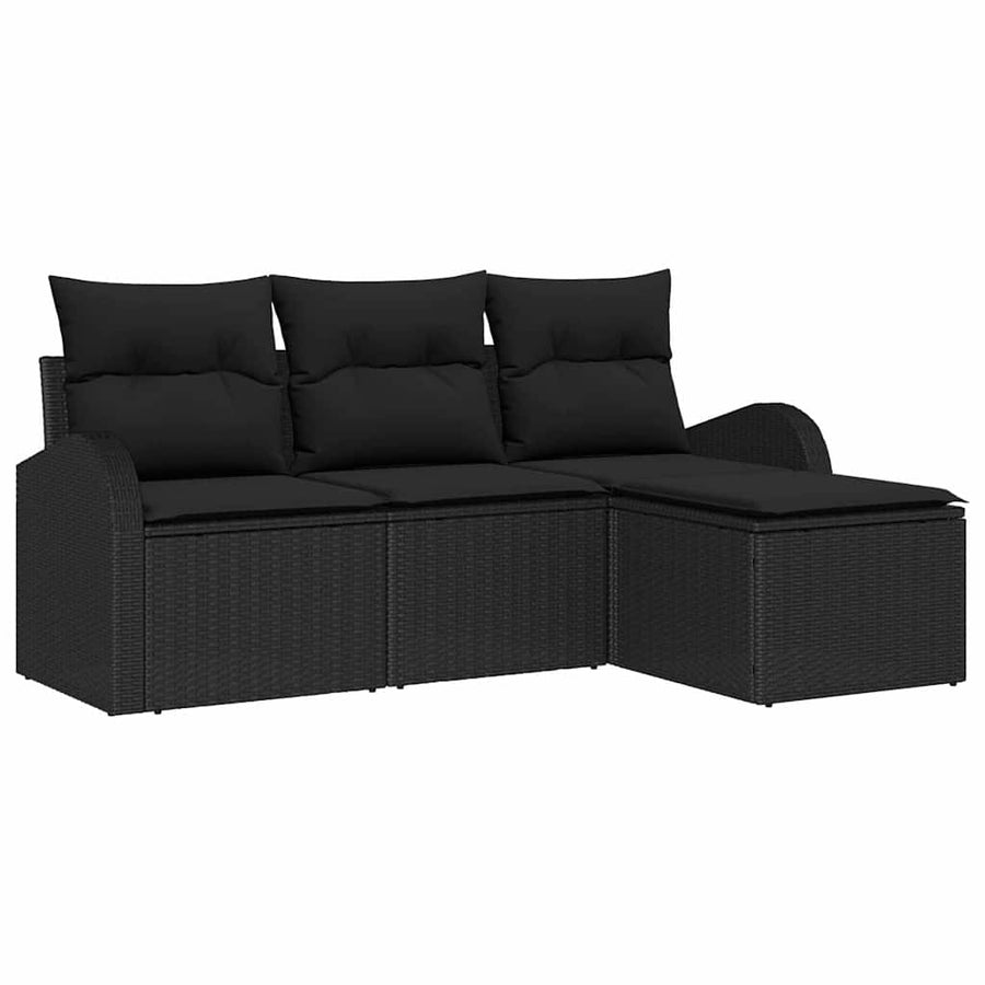 Tuin Sofa Set Zwart poly rattan