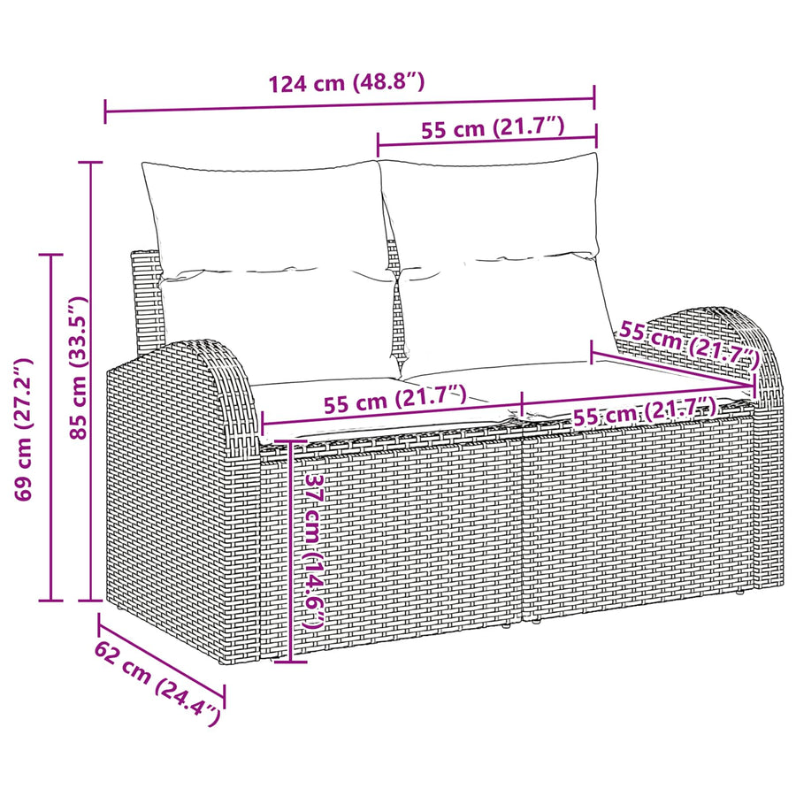 Tuin Sofa Set 5 pcs Bruin poly rattan