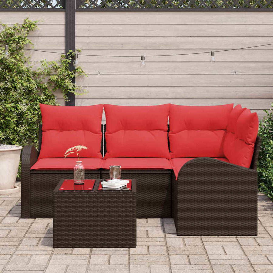 Tuin Sofa Set 5 pcs Bruin poly rattan