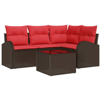 Tuin Sofa Set 5 pcs Bruin poly rattan