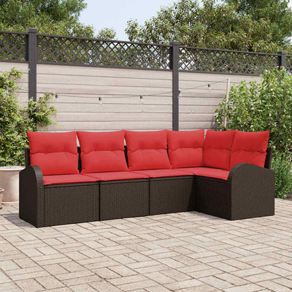 Tuin Sofa Set 5 pcs Bruin poly rattan